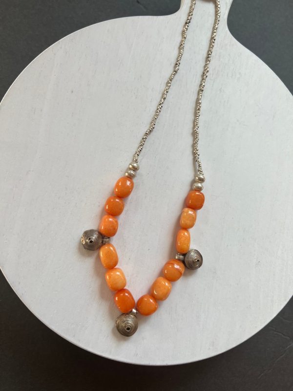 Product Image for  Quartzite orange nugget stone with vintage brass art