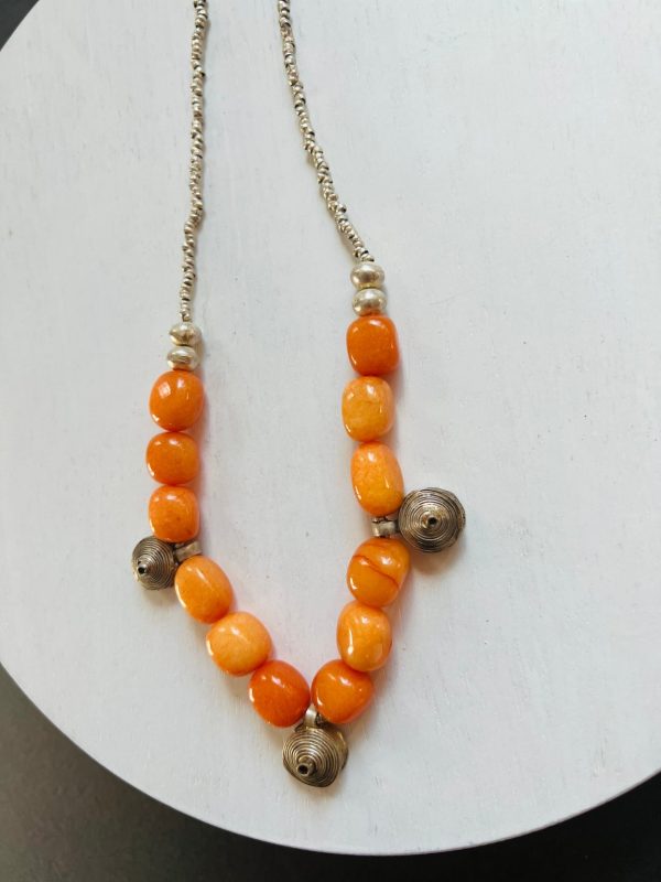 Product Image for  Quartzite orange nugget stone with vintage brass art
