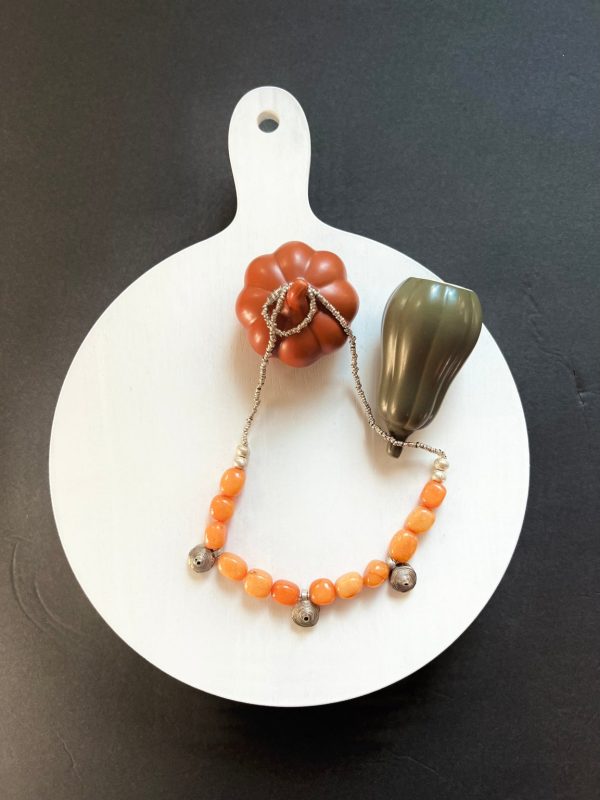 Product Image for  Quartzite orange nugget stone with vintage brass art