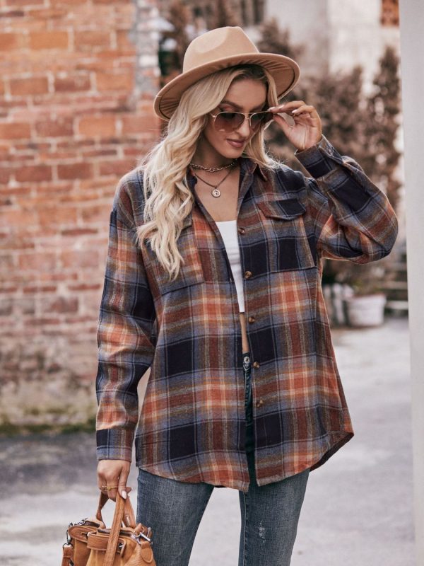 Product Image for  Plaid Dropped Shoulder Longline Shirt