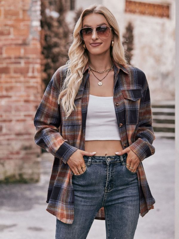 Product Image for  Plaid Dropped Shoulder Longline Shirt