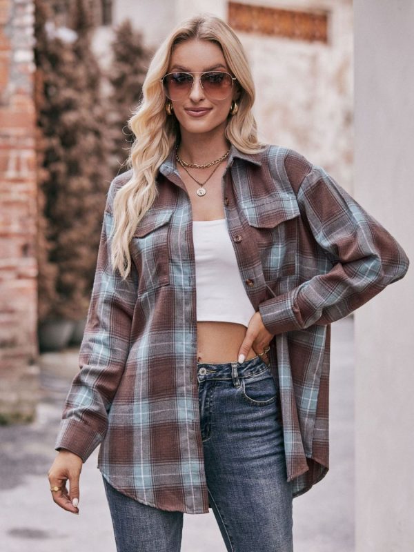 Product Image for  Plaid Dropped Shoulder Longline Shirt