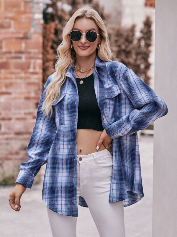 Product Image for  Plaid Dropped Shoulder Longline Shirt