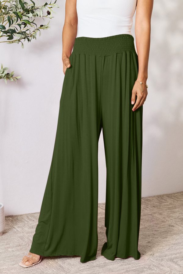 Product Image for  Double Take Full Size Smocked Wide Waistband Wide Leg Pants