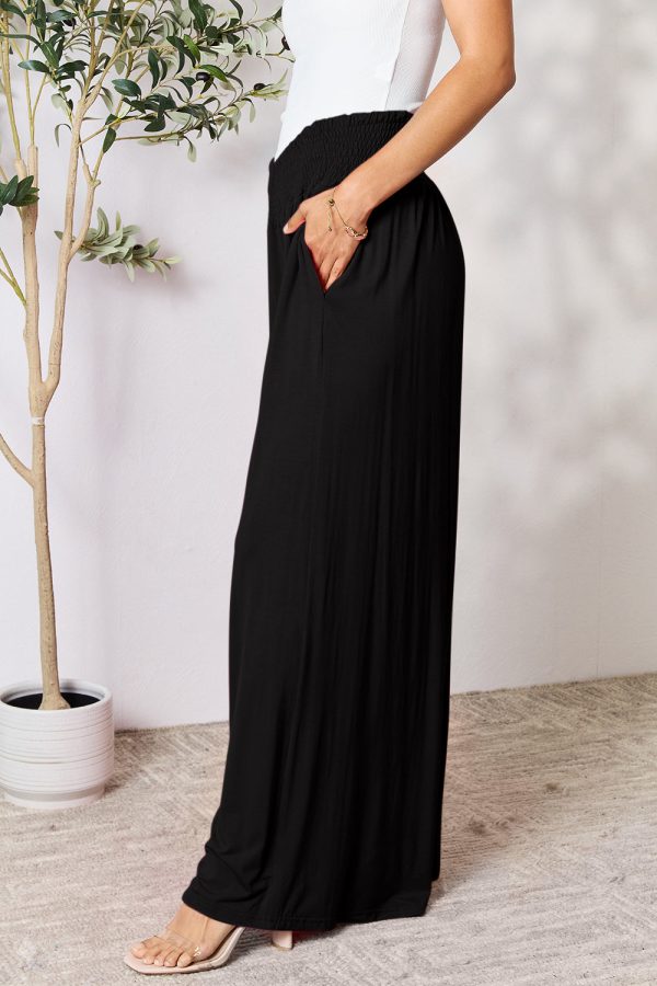Product Image for  Double Take Full Size Smocked Wide Waistband Wide Leg Pants
