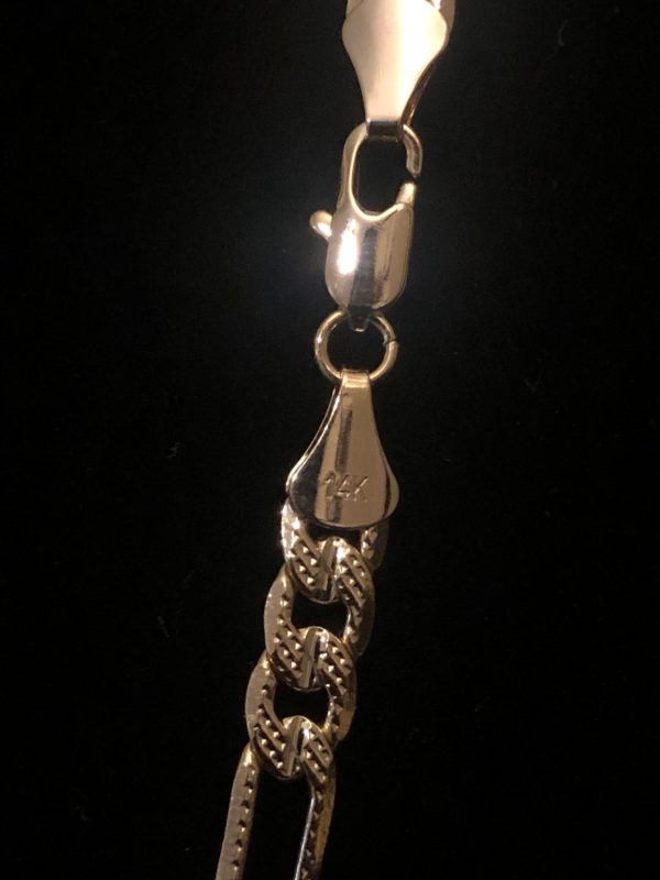 Product Image for  14k Gold Plated Figaro Chain 24″ 6mm Textured