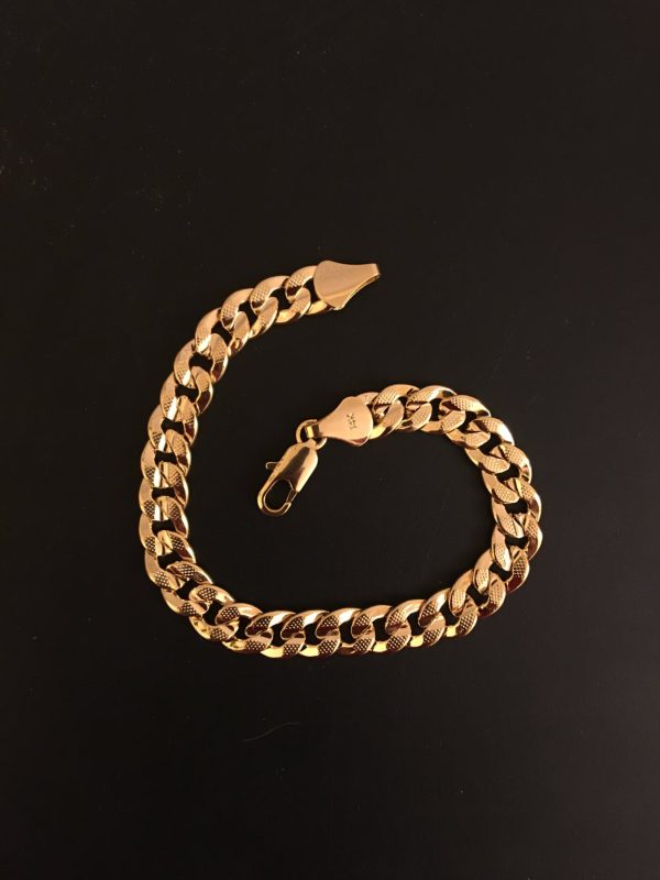 Product Image for  14k Gold Plated Cuban Bracelet 9″ Textured