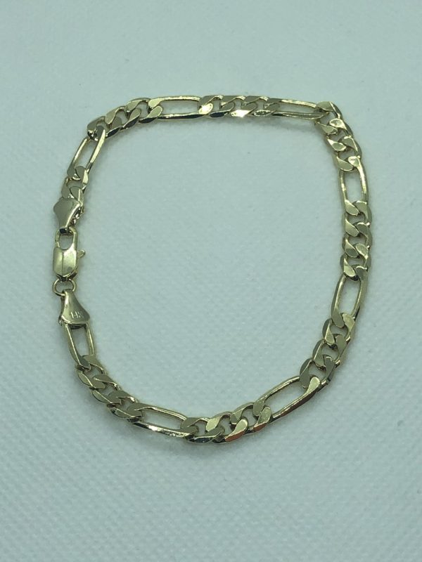 Product Image for  14k Gold Plated Figaro Bracelet 8″