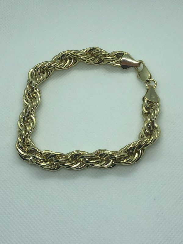 Product Image for  14k Gold Plated Rope Bracelet 10mm 9″